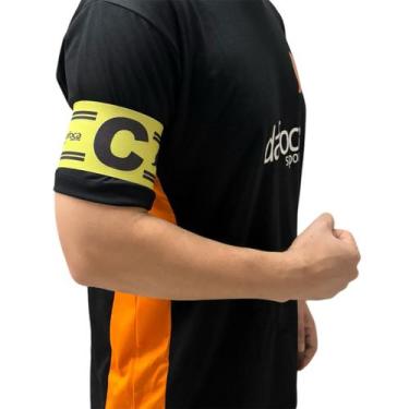 Imagem de Faixa Braçadeira de Capitão Adulto Ajustável Amarelo e Preto Dafoca Sp