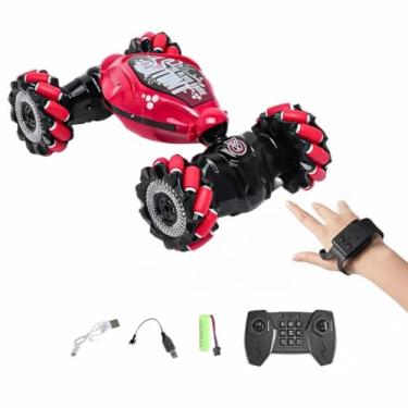 Imagem de Carrinho de Controle Remoto RC Giratorio, Gira 360, Acrobatico Deformável Luz e Som, com Pulseira/luva Sensor de Gestos (Rosa Pink)