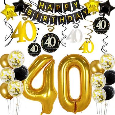 Imagem de 40º aniversário decorações para mulheres Balões de 40 anos 40º aniversário Festa de 40 anos Feliz 40º aniversário Decorações 40 anos anos Decoração de aniversário Kits de balão com 40º Banner Ballon