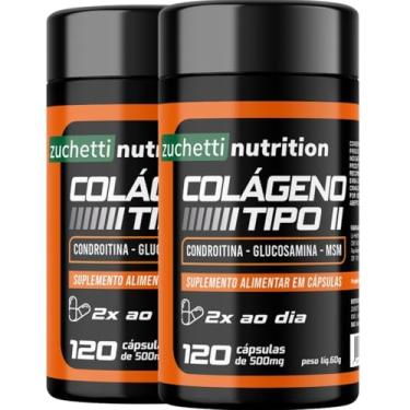Imagem de Kit 2 Pote Colágeno Tipo 2 Condroitina e Glucosamina Msm 240 Cápsulas 500mg Zuchetti nutrition