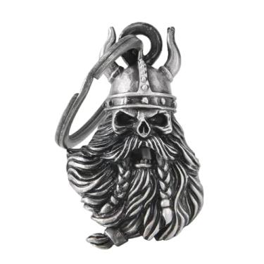 Imagem de KMA Est. 2005 THE RIDE BELL Guerreiro Viking 3-D com capacete para todas as motocicletas Lucky Charm Biker Sorte Presente de Amor e Proteção, Prata, P