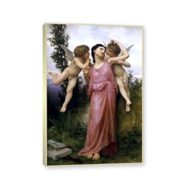 Imagem de NHLDZYH Moldura dourada champanhe. Impressões de arte William Adolphe Bouguereau - Pintura de retrato - (palavras de gênero) - Pôster temático de mitologia grega - Pôster de decoração de parede