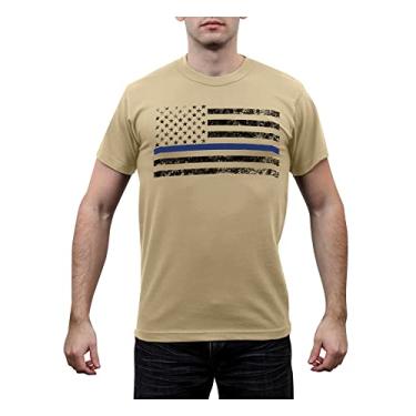 Imagem de Rothco 16711 Camiseta Thin Blue Line Tamanho: M, Cor: Areia do deserto com bandeira preta