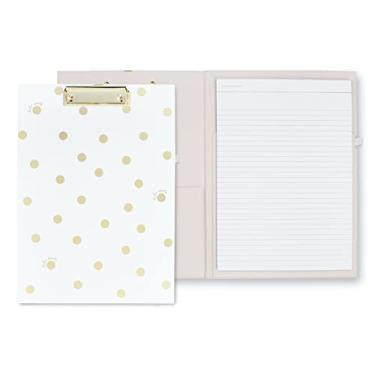 Imagem de Kate Spade New York Fólio de prancheta com clipe discreto, Padfolio profissional inclui bloco de notas forrado, caneta passante e bolso, ponto dourado com script