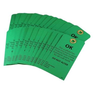 Imagem de NMC Etiqueta de prevenção de acidentes SPT3, "OK - Esta andaime atende aos padrões OSHA e é segura", altura de 15 cm x largura de 7,6 cm, cartão, verde