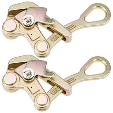 Imagem de QWORK Ferramenta de puxar fios, pacote com 2 cabos de 1 tonelada (999 kg) prendedor de fio, ferramenta extrator de cabo de aço para corda de fio de 2,5 a 16 mm