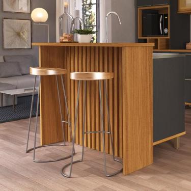 Imagem de Bancada ripada para cozinha 128cm isadora predilleta freijo - MOVEIS P