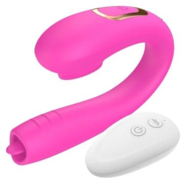 Imagem de Vibrador Estimulador Clitoriano Dupla Função Ponto G e Clitóris com Língua e Ondas de Pressão [ROSA]