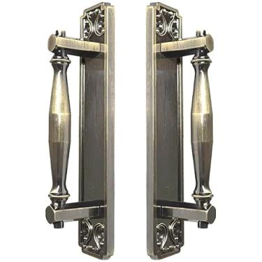 Imagem de Puxador Duplo Strauss 250mm Porta Pivotante Correr Passagem Madeira Vidro Colonial Clássico Rústico Maxima Metais (Bronze Antigo)