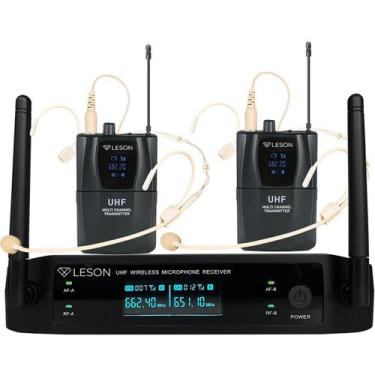 Imagem de Sistema de Microfone Duplo sem Fio Leson LS962 Bege