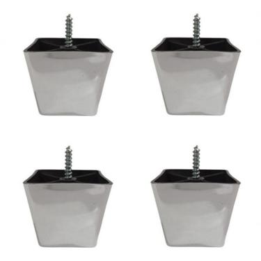 Imagem de Kit 4 Pés Para Sofa Rack Estofados Modelo Cadency Cromado Trapézio Alt 6 Cm