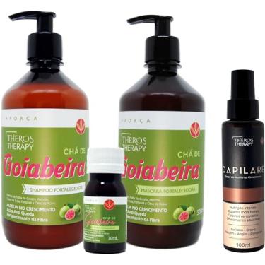 Imagem de Theros Therapy Kit Crescimento Capilar, Shampoo e Máscara Chá de Goiabeira 500ml, Tônico Capilare 100ml, Fortalecedor Antiqueda
