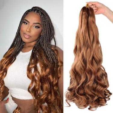 Imagem de LMZIM Pacote Com 8 Extensões De Crochê Para Tranças Francesas Cacheadas 24" - Resistentes Ao Calor E Pré-Esticadas, Cachos Saltitantes Sem Emaranhados, 75G/Pacote, #30