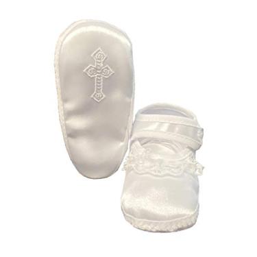 Imagem de Swea Pea & Lilli Sapatos De Batismo Para Bebê Menina Botinhas Brancas Com Cruz Celta (4), 9 Meses