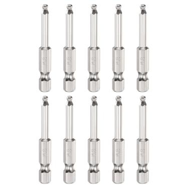 Imagem de HARFINGTON 10 peças de pontas esféricas hexagonais H3 (3 mm) cabeça 1/10.2 cm haste sextavada 50 mm (2") de comprimento magnético S2 aço métrico chave de fenda chave de broca soquete ferramenta
