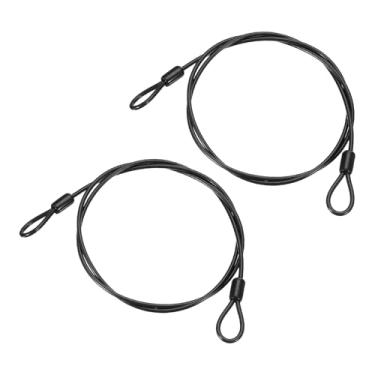Imagem de PATIKIL Cabo de aço inoxidável revestido de vinil de 5/81.3 cm de diâmetro com laços, 2 peças de corda de fio flexível de 1,2 m (119,4 cm) Cadeado de corrente de segurança para iluminação de palco ao