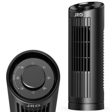 Imagem de JRD Ventilador de torre de 33 cm para quarto, temporizador 12H, 3 velocidades, ventilador de mesa pequeno para escritório