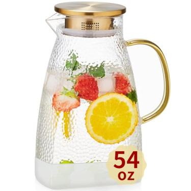 Imagem de Unbreakable - Jarra de vidro de 1600 ml com tampa para porta lateral da geladeira, garrafa de vidro borossilicato resistente ao calor para chá, suco, leite, bebidas quentes e frias, seguro para fogão