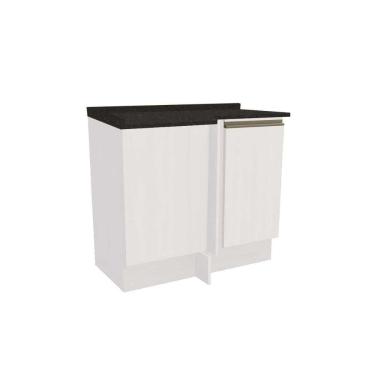 Imagem de Balcão Cozinha p/ Cooktop c/ Tampo Maxxi G748 Canto Reto c/ 1 Porta 80cm Branco/Preto - Kappesberg