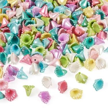 Imagem de Spritewelry Contas de lírio de acrílico, 300 peças, espaçador de lírio de flor, contas soltas, opacas, furo reto, miçanga de flor para artesanato faça você mesmo, colar, brinco, fabricação de joias