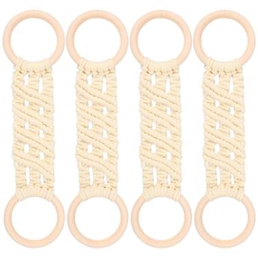 Imagem de 4 peças de anel de crochê de malha antiderrapante suporte de toalha de prato suporte de toalha de prato gancho para armário de máquina de lavar louça (4, bege)