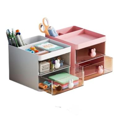 Imagem de Organizador de SecretáRia Gaveta Porta-Canetas de Coelho/Caixa de CosméTicos(Rosa)