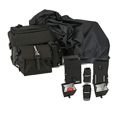 Imagem de Mochila traseira ATV/Quad Offroading Gear com capa de chuva e sacos de refrigerador isolados, preta