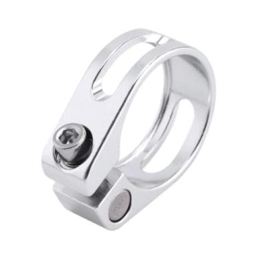 Imagem de menolana Grampo de canote de selim de bicicleta Apertador de tubo de canote de bicicleta Acessório de liga de alumínio Clipe de de selim leve Fácil instalação, 28.6 Mm Prata