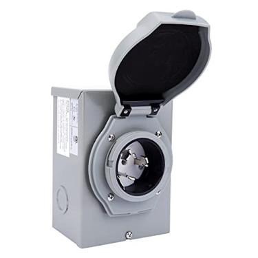 Imagem de AA Ignition Caixa de entrada de energia do gerador de 3 garras 50 Amp 125/250V - Caixa de entrada de energia NEMA SS2-50P - Plugue de entrada do gerador de 12500 watts para receptáculo externo - Tomada de gerador à prova de intempéries, listado pela ETL