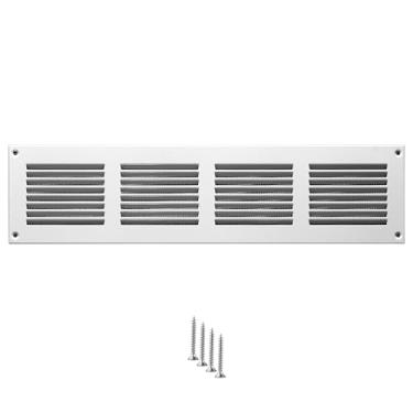 Imagem de TURvent Tampa de ventilação 14x2 (abertura do duto) - Grade de ar de retorno HVAC branca para parede e teto - Tampa de ventilação de metal AC com malha - Registro de ventilação retangular - Dimensões