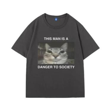 Imagem de Camiseta Engraçada De Gato Meme De Grandes Dimensões, Masculina, Femin