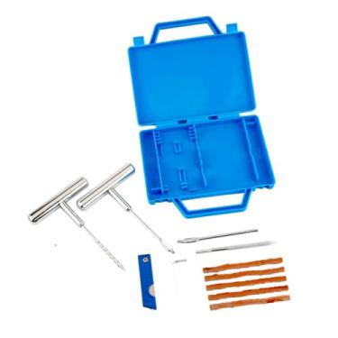 Imagem de Kit 11 Peças Acessórios Ferramentas Reparo Pneus Carro Moto 2 Brocas de Rosca 1 Broca de Garfo 5 Fitas de Reparo de Pneu 1 Chave Hexagonal 1 Canivete 1 Com Maleta Organizadora