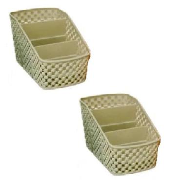 Imagem de Porta Treco Organizador Mesa Escritório Maquiagem Banheiro BRANCO - Eq