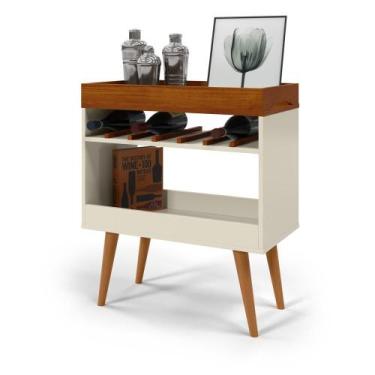 Imagem de Aparador Café Pés Palito Off White Caramelo Ofertamo Sala Estar