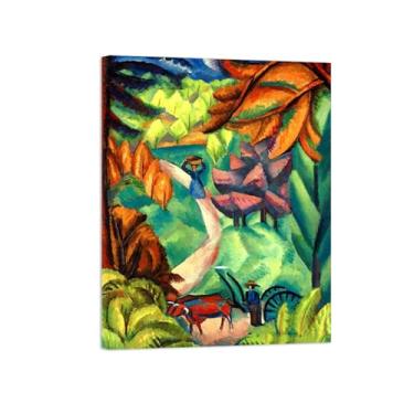 Imagem de Abstrato lona wall art pinturas famosas-Paisagem com carrinho-Poster e impressões para decoração casa sala de estar 60x80cm24x31in Sem Moldura