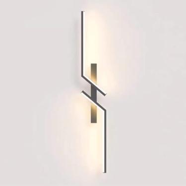 Imagem de Lâmpada De Parede De Metal Linear Longa Criativa Com Abajur Listrado De Acrílico, Moderno 3 Modos De Cores Led Corredor Wall Washer, Luzes De Atmosfera, Dark, 120CM