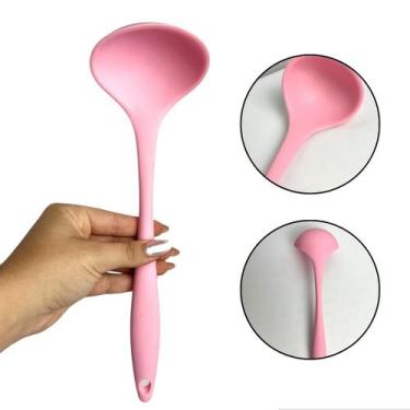 Imagem de Colher Concha De Silicone 28cm Cor Vermelho Resistente Moderno Pratico