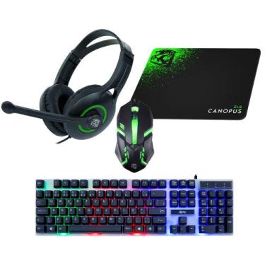 Imagem de Combo Gamer 4 em 1 ELG Canopus Teclado Mouse HeadSet Mousepad ABNT2, U