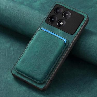 Imagem de Capa de couro tipo carteira 2 em 1 com cartões magnéticos removíveis para Xiaomi Redmi Note 13 Pro 12 11 13C F5 13T 10 Pocket, verde, para Redmi Note 13 4G