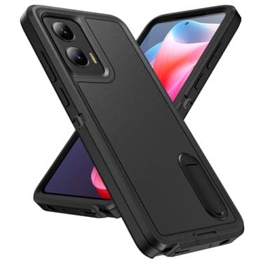 Imagem de IDweel Capa para Moto G Stylus 5G, capa para Moto G Stylus 5G com suporte, 3 em 1 à prova de choque Slim Fit, híbrida, proteção resistente, capa rígida de policarbonato macio de silicone macio, capa