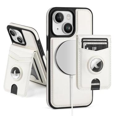 Imagem de SkyEagle Capa carteira compatível com MagSafe para iPhone 13 com suporte para AirTag, 2 em 1, couro sintético, magnético, destacável, com bloqueio de RFID, suporte para cartão de crédito, capa flip