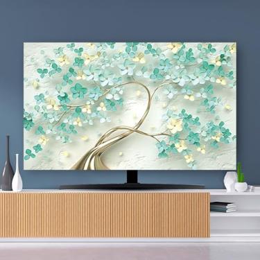 Imagem de Capa de TV 32-80 polegadas Capa protetora contra poeira para TVs LCD/curvas protetor de tela interna com design de cenário natural pano decorativo para pendurar na parede Use flor2||37-39 polegadas