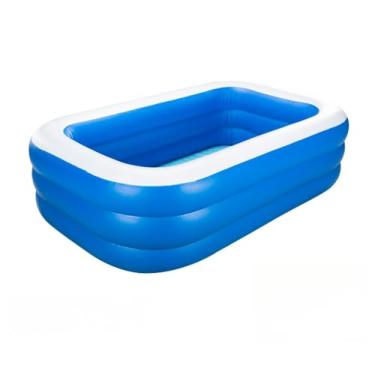 Imagem de Piscina inflável Retangular Azul Familiar PVC Resistente 150 cm a 305 cm Infantil e Adulto (180 cm x 130 cm x 60 cm)