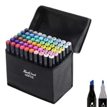 Imagem de Canetinhas Touch Escolar Conjunto 60 Cores e Bolsa