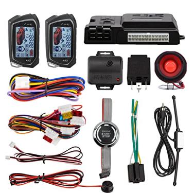 Imagem de EASYGUARD EC207-M9-SR Kit de segurança de alarme de carro bidirecional com visor LCD pager, botão de arranque remoto do motor temporizador do motor com sirene DC12V