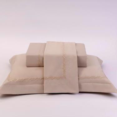 Imagem de Plumasul Jogo de Cama Natu Marée 100% Algodão Cetim 300 Fios King 4 peças Cor Fendi Festone Nude