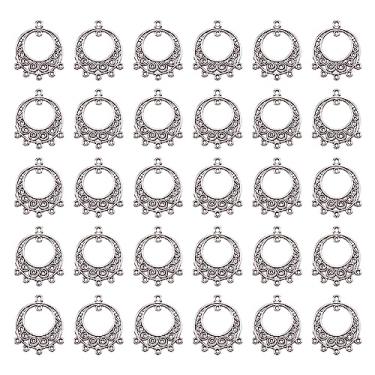 Imagem de 100 peças de elos componentes de lustre oco prata antigo com 5 furos pingentes conectores 24 x 20 mm para colar de apanhador de sonhos, brincos pendurados, fabricação de joias