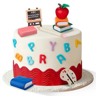 Imagem de Soulchen 10 Pcs Back to School Cake Decorations First Day of School Cake Topper Apple Easel Book Pencil Stationery Welcome Party favor for Themed Party Supplies