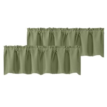 Imagem de Chyhomenyc Sanefas verdes sálvia para janela, cortinas curtas que escurecem o quarto para cozinha, quarto, sala de estar, varão com bolso para varão, tratamento de janela pequena, painéis de beliche