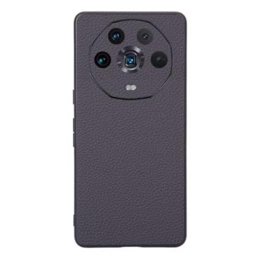 Imagem de Capas Compatível com Honor Magic 4 Ultimate,Design de grão levantado de superfície,Proteção contra queda,Anti impressão digital,Anti arranhões,Aparência de couro de imitação de plástico macio-Grey